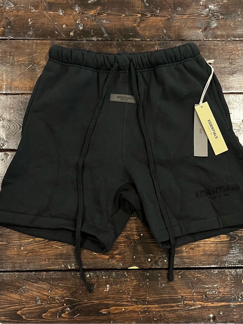 ESSENTIALS Men's Black Fleece Drawcord Athletic Shorts